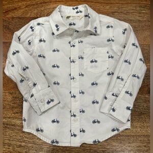 Monica + Andy White Shirt with Navy Bicycle Print Sz 3T